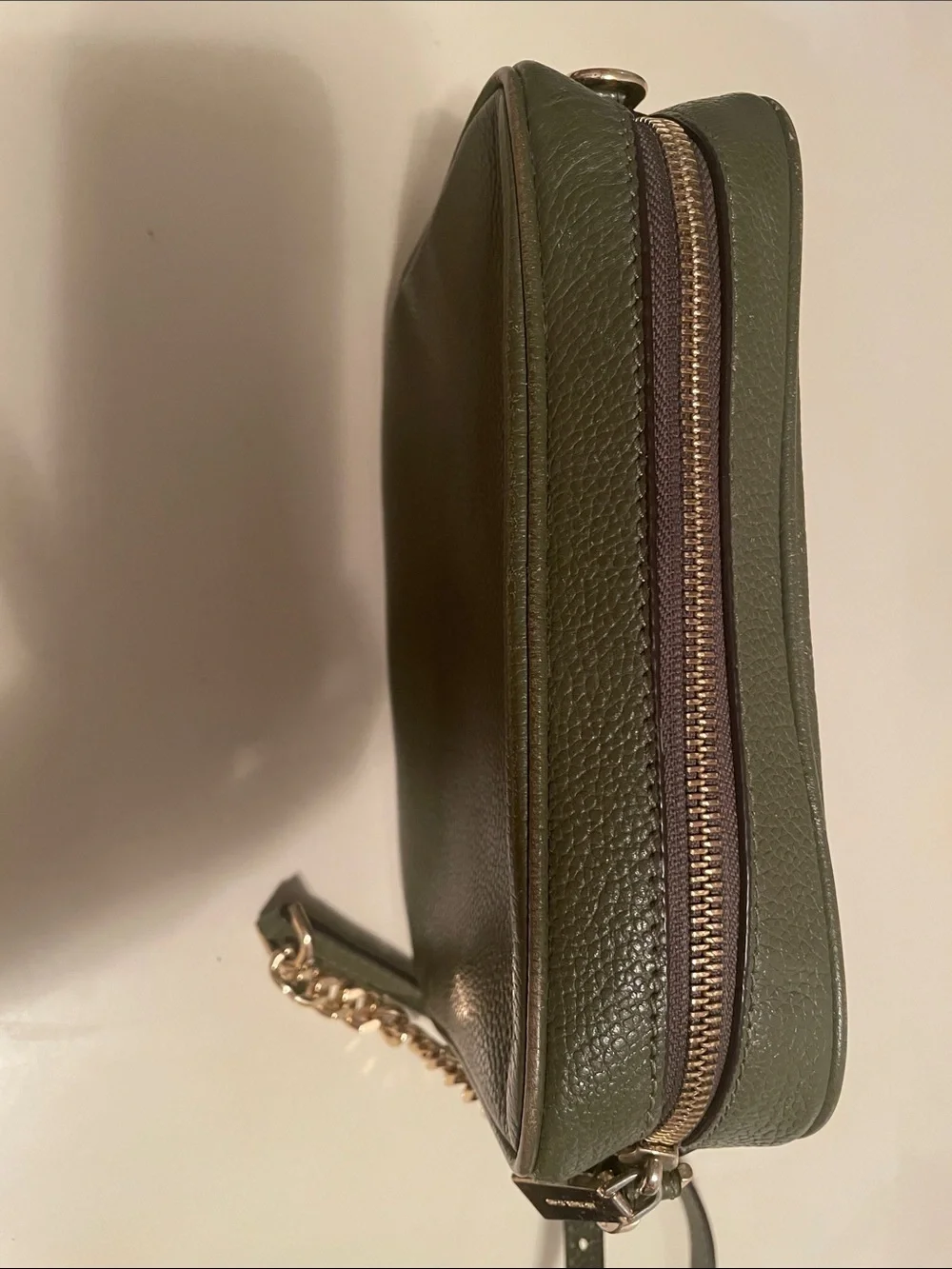 Michael Kors Shoulder bag camera Ginny MD Leather Green Plain 32FGGNM8L Used